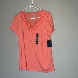 St. John’s Bay Pink Flower Short Sleeve Top Size M